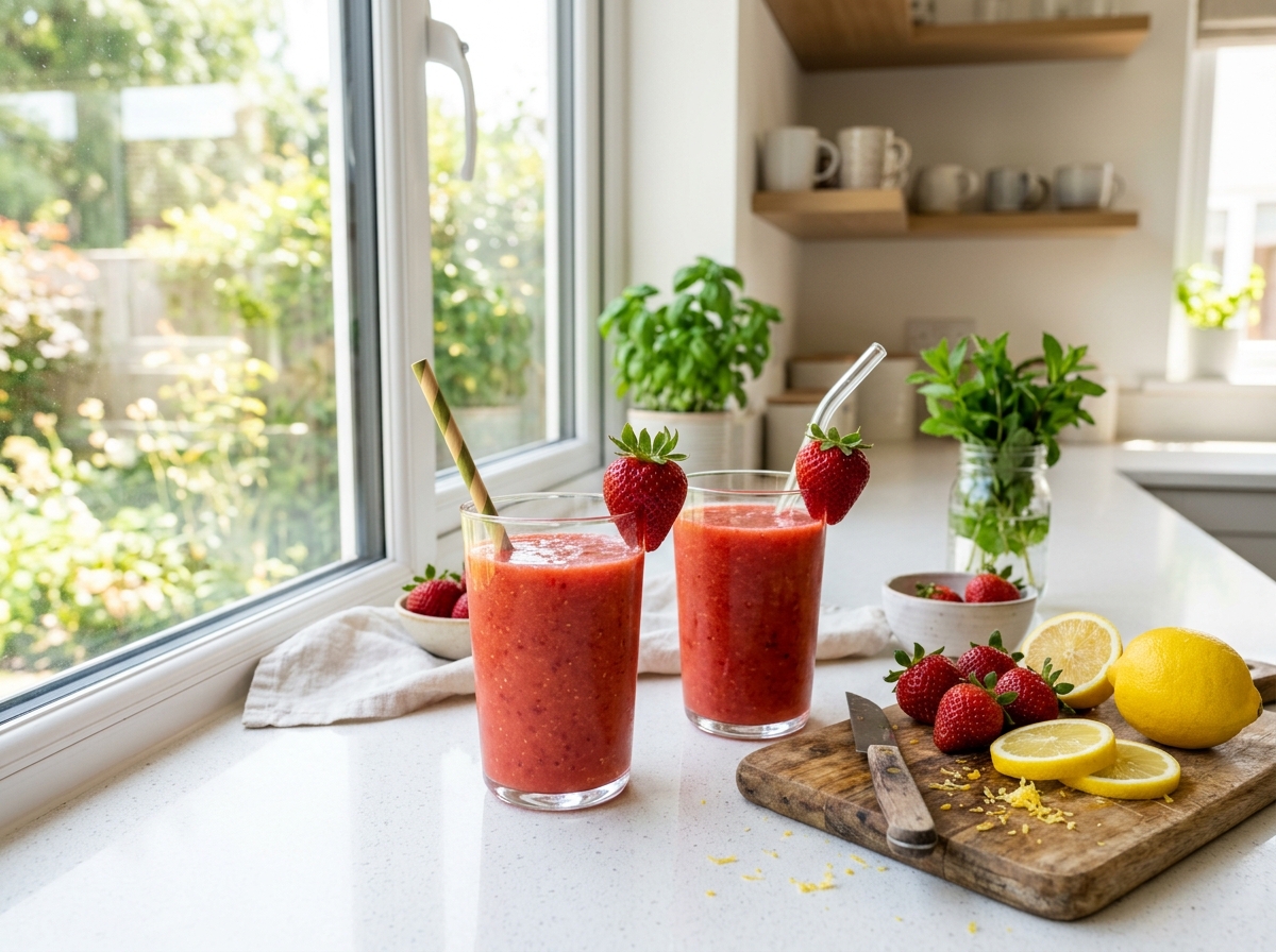 Vegan Çilekli Limonata Smoothie (Strawberry Lemonade Smoothies)