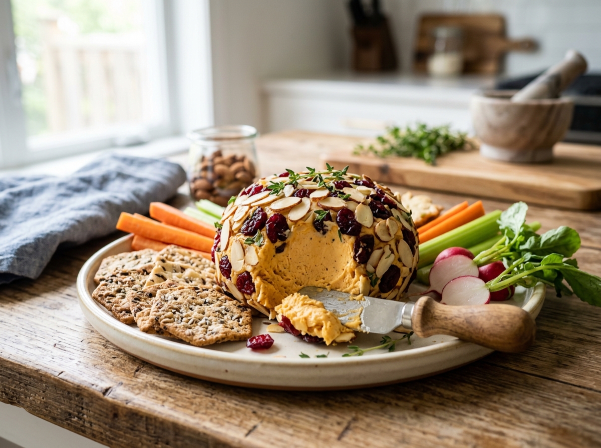 Vegan İsli Cheddar Peynir Topu (Smoky Vegan Cheese Ball)