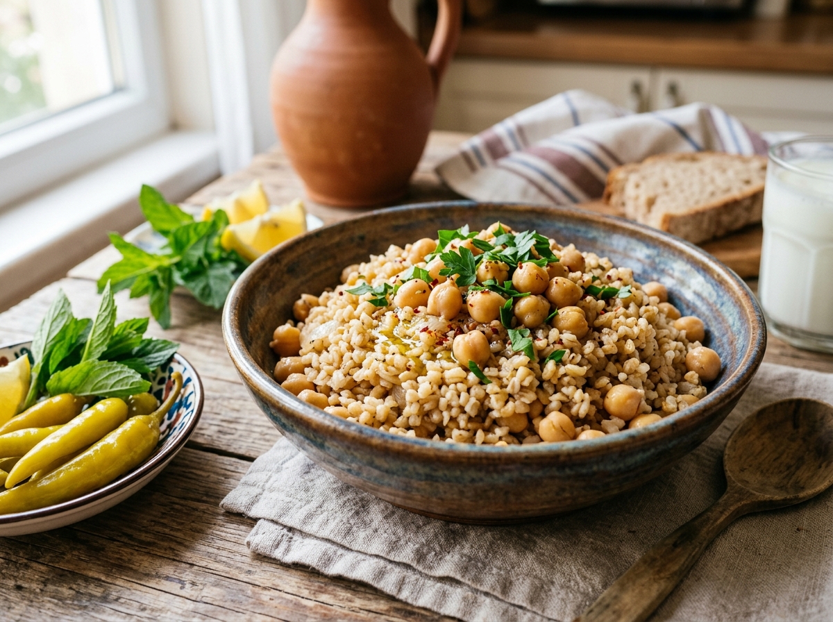 Vegan Nohutlu Bulgur Pilavı