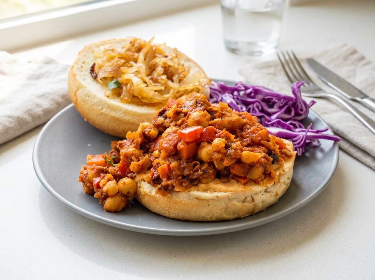 Vegan Nohutlu Dağınık Sandviç