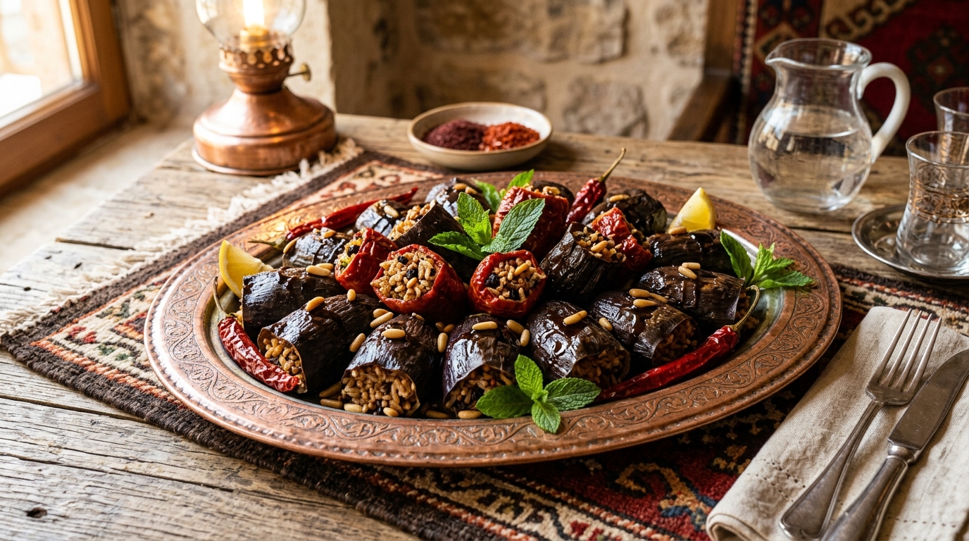 Vegan Zeytinyağlı Kuru Patlıcan Dolması